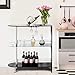 COSTWAY Bar Cabinets Table with 2-Holder, Modern Liquor Display Bar Cabinet with Tempered Glass Shelves, Wine Storage with Wine Glass Holders Ideal for Home/Kitchen/Bar/Pub, Black