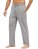 COOFANDY Men's Yoga Pants Casual Elastic Waist Drawstring Jogger Sweatpants Open Bottom Lounge Pants Light Grey
