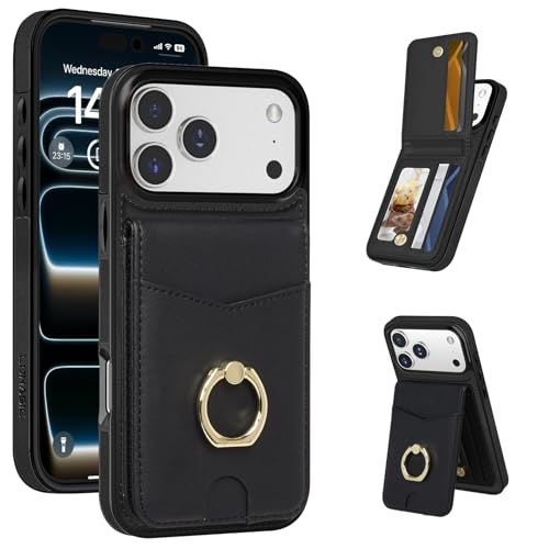 LOHASIC for iPhone 17 Pro Wallet Case for Women, Credit Card Holder, Black