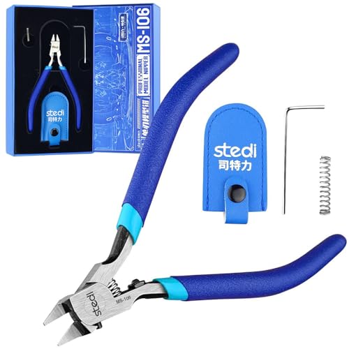 stedi 5-inch Model Nipper, with Ultra-thin Single-edge and Blade Case Plastic Model Tools for Gundam Repairing Plastic Model and Fixing, Blue Single-edged (Blue_for Professionals)