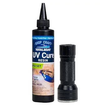 TotalBoat 200g UV Cure Clear Acrylic Resin Kit with UV Flashlight for DIY Jewelry Making, Crafts, and Protective Coatings