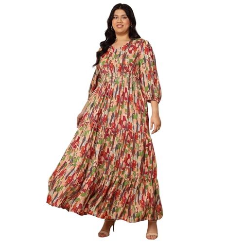 Image of DEEBACO Women's Tie-Dye Rayon Fit and Flare Midi Dress for Woman Festive Fancy|Casual Trending Stylish Long One Piece Dresses Women Western Sleeveless (Blue)