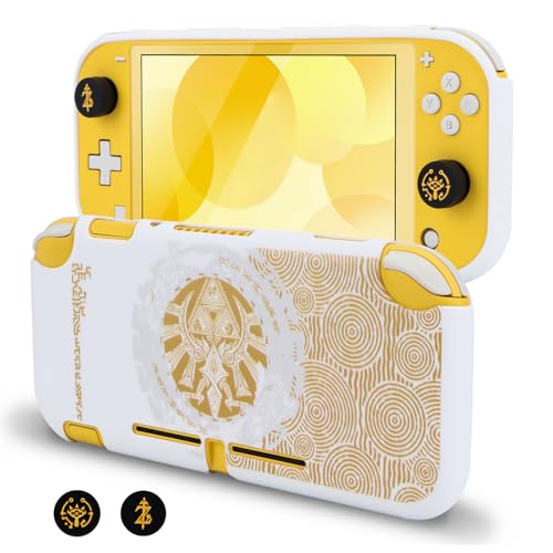 Coque Switch Lite anti-rayures DLseego souple blanche et deux capuchons antidérapants