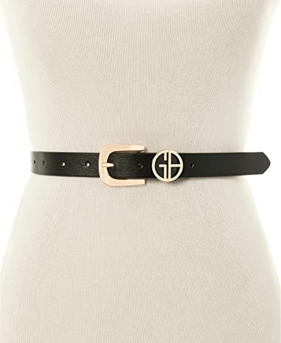 Giani Bernini Womens Designer Logo Keeper Belt Black Medium w 34" W:1"2