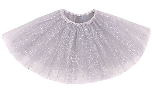 AshopZ Women's Classic 3 Layered Tulle Tutu Skirt with Sparkling Sequin, Silver AshopZ Women's Classic 3 Layered Tulle Tutu Skirt with Sparkling Sequin, Silver