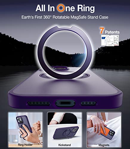 TORRAS Basic Case Purple & 360 Rotatable MagSafe Stand Case for iPhone 14 Pro Max Purple