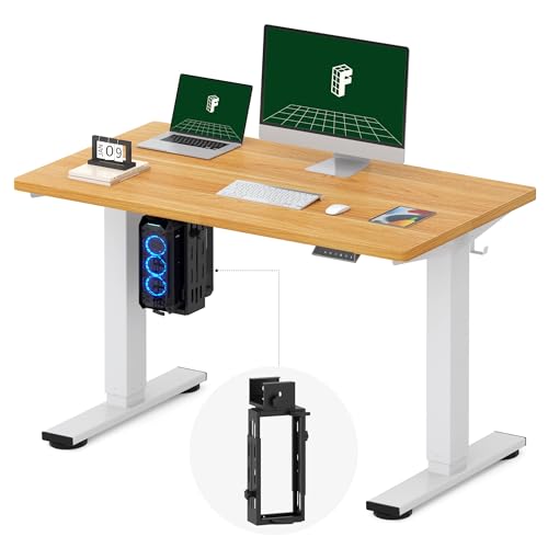 Image of FLEXISPOT EN2 48''x24'' Electric Standing Desk with PC Stand Bundle, One-Piece Desktop, Easy-to-Install Hanging Design PC Mount, Bundle for Home Office, Game & Small Spaces, Maple