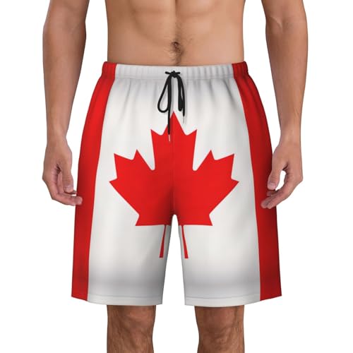 Canadian Flag Print Mens Swim Trunks Swim Shorts Swimsuits with Pockets Beach Shorts for Men Quick Dry
