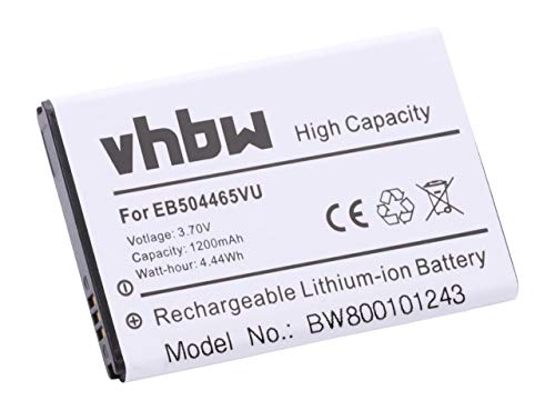 vhbw Batterie Compatible avec Samsung GT-S5800 Galaxy 3, GT-S8530 Wave II, SCH-F859, SCH-I400 Smartphone (1200mAh, 3,7V, Li-ION)