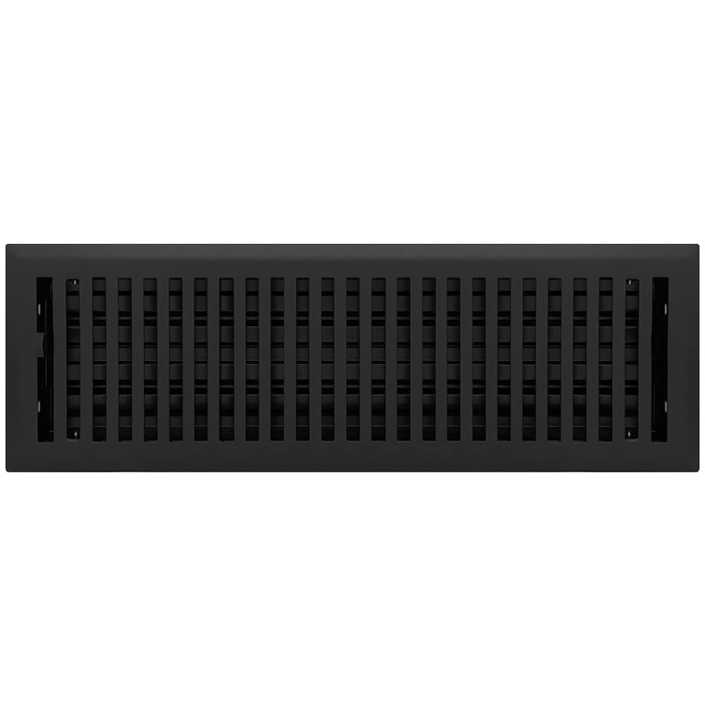 Black Powder Coated Steel Contemporary Register for Floor/Wall Use - 4" x 14"