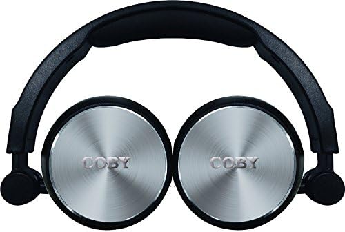Coby CVH-804-SLV Aluminum Foldz Headphones with Built-In Mic, Silver