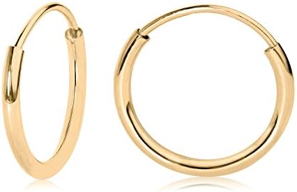 14k White or Yellow Gold Endless Hoop Earrings (10mm/0.39″ to 20mm/0.79″)