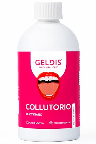 GELDIS Collutorio senza Alcool, Uso quotidiano con Fluoro, Aloe Vera ed Equiseto, Protezione contro Carie e Azione Lenitiva Senza Coloranti, 500 ml