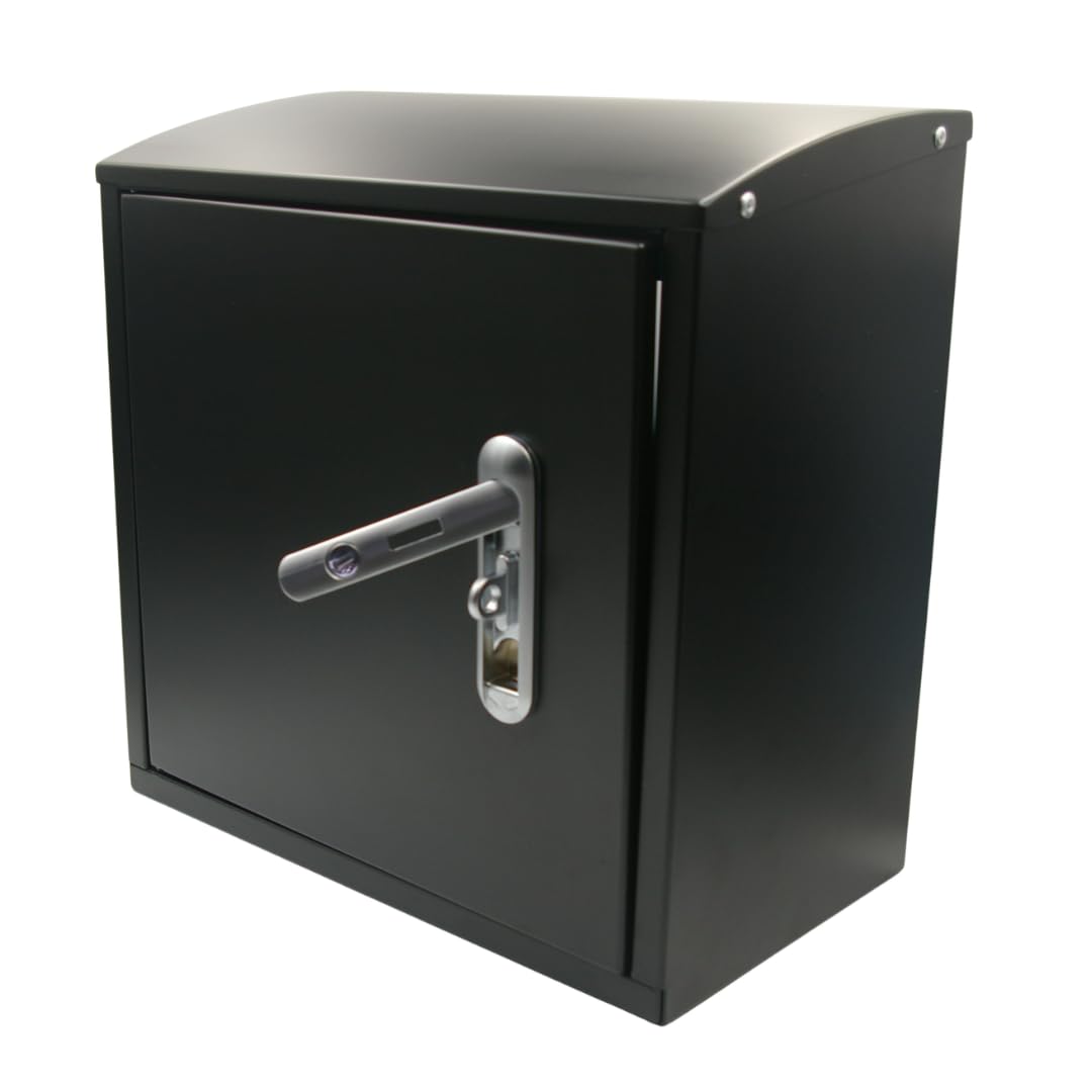 RoBox Insulated XL Large Outdoor Tap Box Enclosure, Steel, Black or White, 360mm x 350mm x 200mm, 4.9kg, Powder-Coated, Lockable (Black)