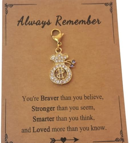 AMOBESTER Gold Rhinestone Dollar Sign Cash Money Bag Pendant Clip on Charms for Keychain Necklace Bracelet image 5