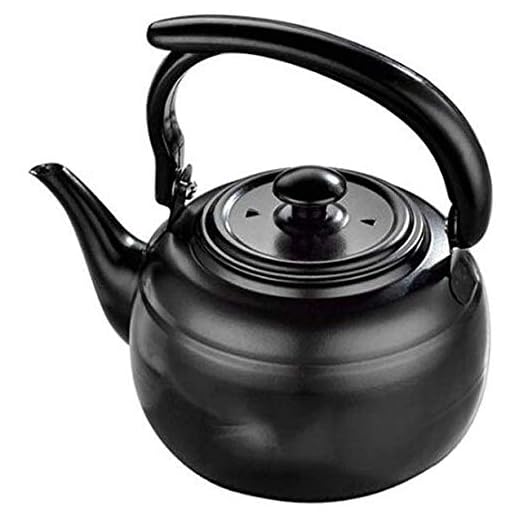 Hervidor de Agua con Tapa de Estufa de Acero Inoxidable – Hervidor silbante de Estilo Retro – Apto para Todos los Tipos de Cocina/Estufa, incluida la inducción (Size : Black)