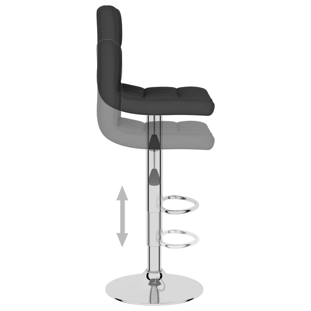 Tabouret de bar en tissu noir avec dossier et repose-pieds, réglable en hauteur, pivotant à 360 degrés, cadre en acier chromé, idéal pour cuisine, comptoir de petit-déjeuner, salle à manger