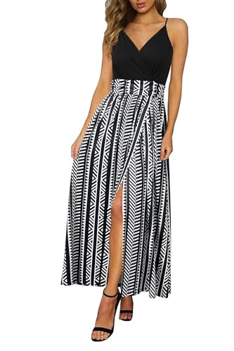 Image of Newshows Women's 2026 Lightweight Summer Wedding Guest Beach Vacation Casual V Neck Split Flowy Maxi Dress