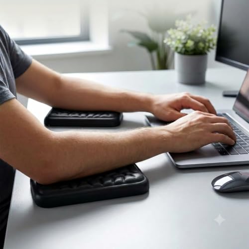 Image of Keyboard Wrist Rest Pad Arm Rest for Keyboard & Mouse, Ergonomic Wrist Support Memory Foam Hand Support for Office, Computer, Laptop, Mac Typing Chair and Wrist Pain Relief, Washable Pad
