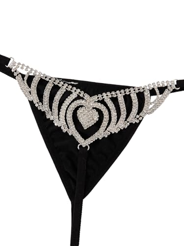 Image of RoseSeek Women's Sparkling Butterfly Chain Underwear Low Rise Cheeky G String Panty