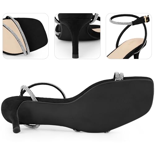 Perphy Squared Toe Rhinestone Kitten Heels Sandals for Women4