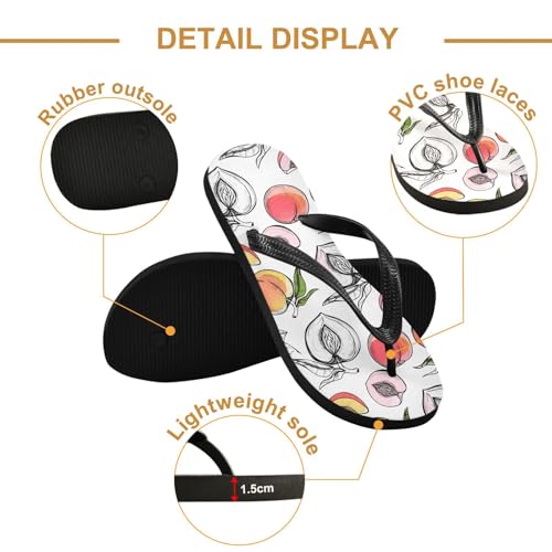 Sinestour Peach Fruit White Flip Flops for Beach Thong Sandals Anti-slip Lightweight Beach Slippers for Indoor Outdoor House3