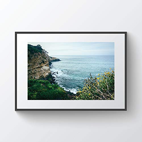 C-US-lmf379581 - Foto enmarcada con diseño de Girasoles y Vista de los Cliffs en el océano Pacífico en La Jolla California