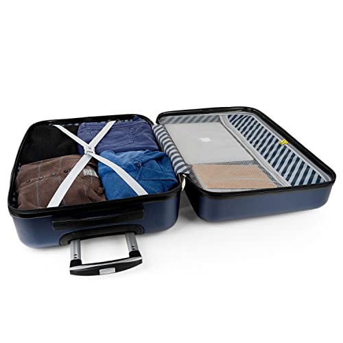 Trolley valise moyenne ITACA en ABS bleu haute résistance choc