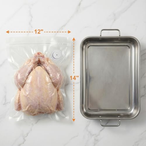 Image of ZKIRON Extra Large Reusable Vacuum Sealer Bags for Food, 20 Pack | 12 x 14 in, BPA-Free, Leakproof Double Zipper, Bulk Food Size, Freezer, Microwave & Sous Vide, Fits Most Vacuum Sealers