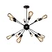 Fuloon Sputnik Chandelier Vintage Edison Industrial Loft Droplight Lamp Metal Large Pendant Hanging Light(Black-12 heads)