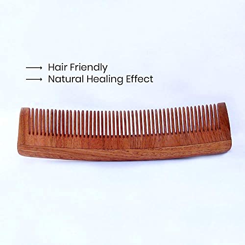 Healthandyoga(Tm) Puretress Handcrafted Neem Wood Comb - Non-Static And Eco-Friendly - Great For Scalp And Hair Health - 7 Inches Fine Tooth Comb #TOP3