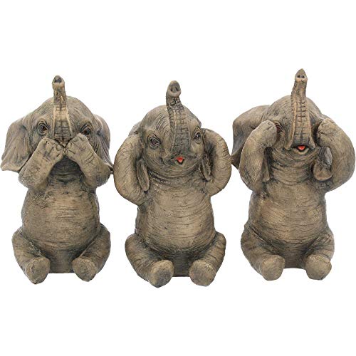 Nemesis Now Three Wise - Figura decorativa (16 cm), diseño de elefantes, color gris