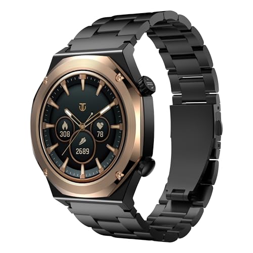 Image of Titan Maestro 1.47 inch Zero Lag AMOLED Smart Watch for Man with SS316L Stainless Steel, BT Calling, 60Hz Refresh Rate, Health Tracking,10 Days Battery,Water & Dust Resistant, Extra Silicon Strap (Black)