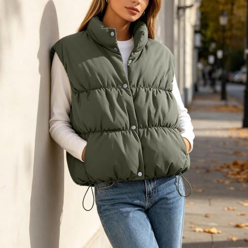 PXLKNZH Puffer Vest for Women Sleeveless Stand Collar Snap Gilet - image 6