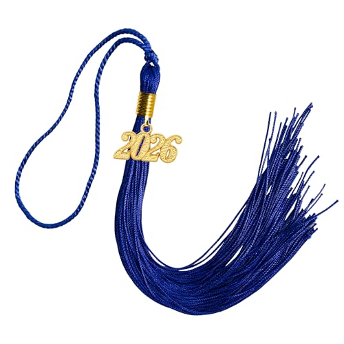 GraduationMall 2026 Graduation Tassel Single&Multiple Color Graduate Cap Tassels with Gold 2026 Charm for Congrats Grad Party (Royal)
