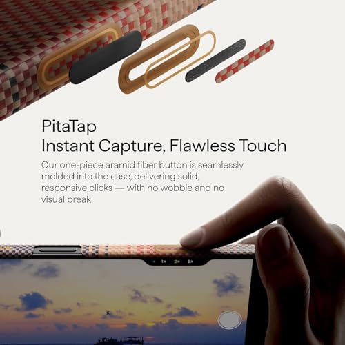 Image of Pitaka Thin Light iPhone 17 Pro 6.3 inch Case Cover with Camera Control Button, MagSafe Compatible, Ultra-Slim Case with Caseless Touch Feeling, 600D Aramid Fiber Woven (Sunset)