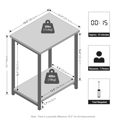 Furinno Simplistic 2-Tier Metal Frame Side Table, Espresso - image 3