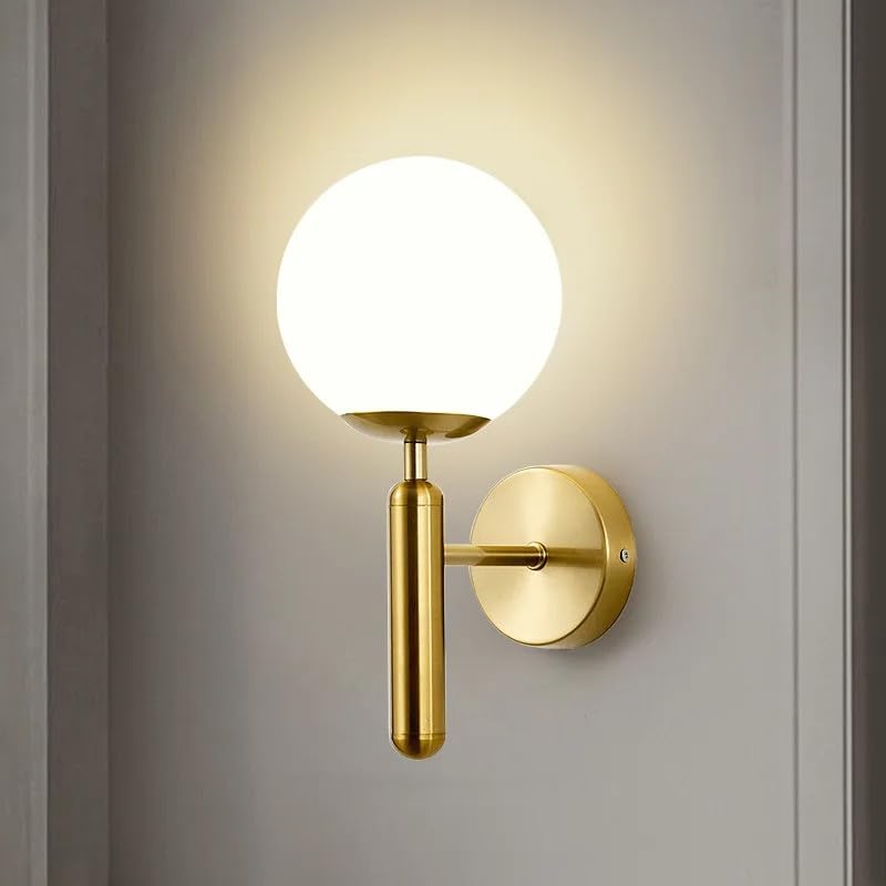 Comely Aplique de Pared Vintage, E27 Lámpara de Pared con Pantalla de Cristal, Oro Industrial Iluminación Interior Moderna para Salón, Dormitorio, Escalera, Pasillo
