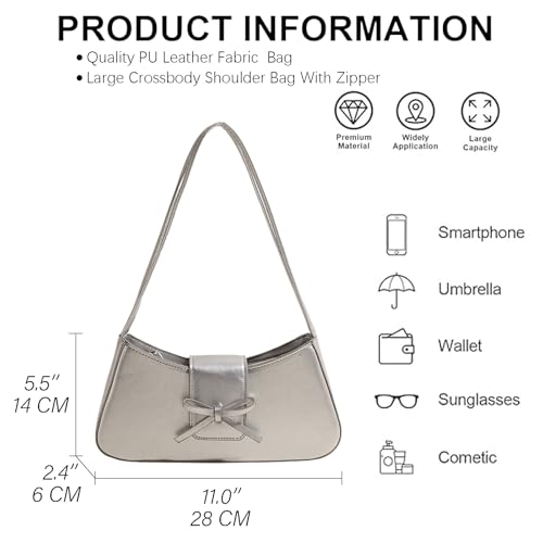 Image of KAMEILONG Trendy Red Shoulder Bag for Women Patent Leather Hobo Handbags Y2K Purses Clutch Bag Cute Bow Purse