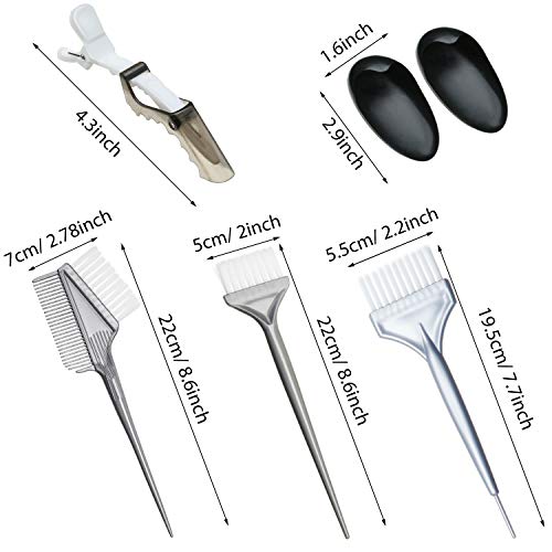 20 Pieces Hair Dye Coloring Kit, Hair Tinting Bowl, Dye Brush, Ear Cover, Gloves for DIY Salon Hair Coloring Bleaching Hair Dryers Hair Dye Tools (16.5 x 5.3 cm, Transparent Bowl Style) - Thumbnail 2