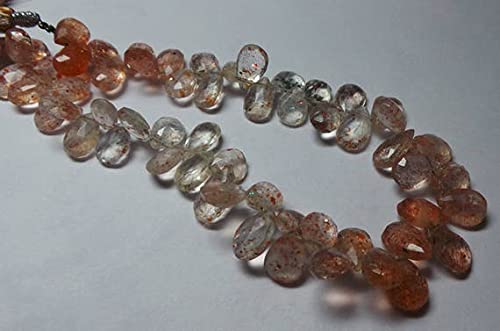 Sunstone facettée poire pour remplacer les fausses perles ternes