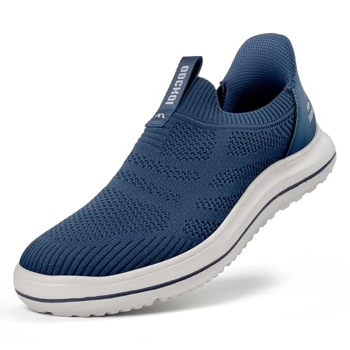 ODCKOI Slip on Sneakersy męskie – wsuwane męskie lekkie buty wsuwane, oddychające, bez sznurowadeł, lekkie buty sportowe z siateczki, wygodne buty rekreacyjne, 1642 ciemnoniebieski, 46 EU