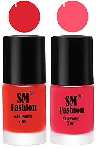 Image of Long Lasting Nail Polish | Nail Paint Combo 7 ml Each) - Set of 2 Candy Orange-Dark Pink