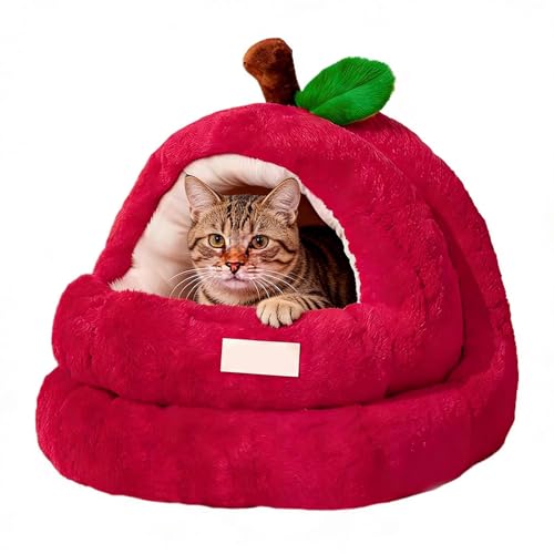 Caseta para perros, suave de peluche semicerrado para descanso de animales domésticos – Caseta cálida para perros – para gatos y cachorros de talla pequeña, mediana o grande, para balcón e interior de
