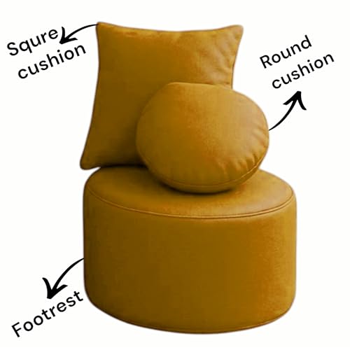 Image of 2XL Teardrop Bean Bag Chair Set with Footrest & Two Cushion, Faux Leather, Indoor Gaming and Lounging, Adult Size (Camel, XXL, Solid)