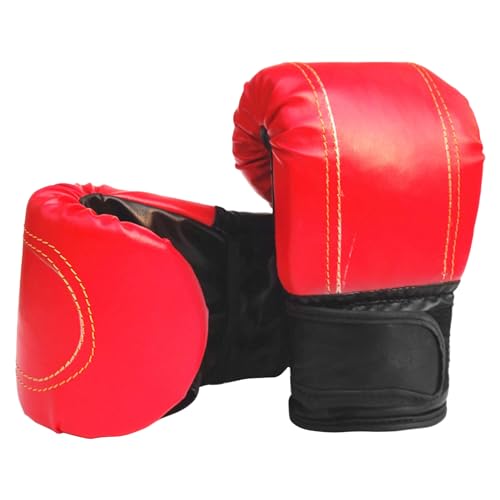 yoakaiax Boxing Gloves, Kickboxing Gloves for Men Women Kids Professional Shockproof Fighting Grappling Gloves Adjustable Faux Leather Sparring Training Gloves for Gym Red