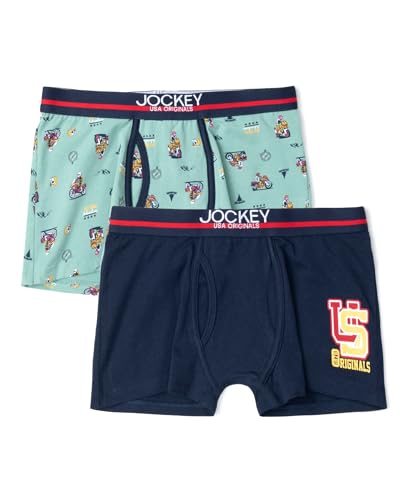 Image of Jockey UB03 Boys Super Combed Cotton Elastane Printed Trunk (Pack of 2)