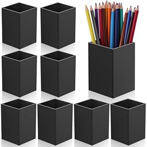 10Pack Black Acrylic Pen Holder, Desktop Pencil Organizer Makeup Brush Holder Acrylic Pencil Cup Stationery Pencil Holder for Desk Office Pen Organizer