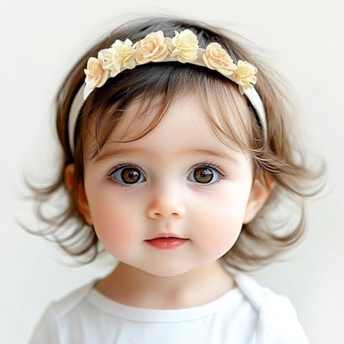 Baby Girl Headbands Flower Hair Bows Accessories-Elastic Hair Band Crown Handmade FLoral Wraps Birthday Gifts for Girls Newborn Infant Toddler 3Pcs3