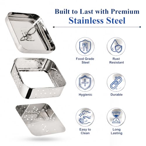 Image of JD Fresh Medium Stainless Steel Paneer Maker /Square Paneer Maker Mould Press with Lid /Quick Way Paneer Maker /Paneer Press Mould Use for Sprout, Tofu, Cheese and Paneer Maker (Square)